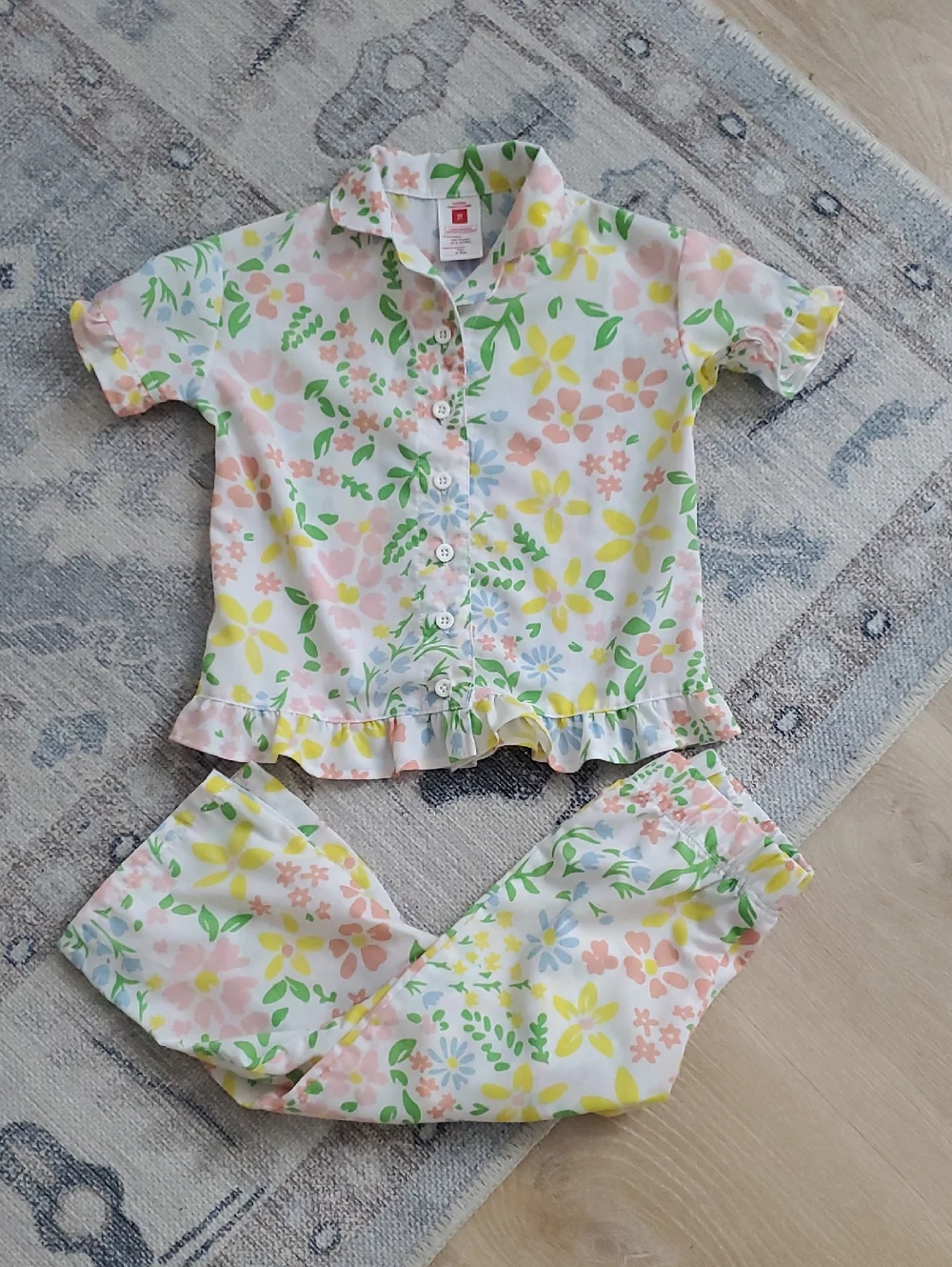 Toddler Girls Floral Ruffle Pajamas 2 Piece Set Sz2